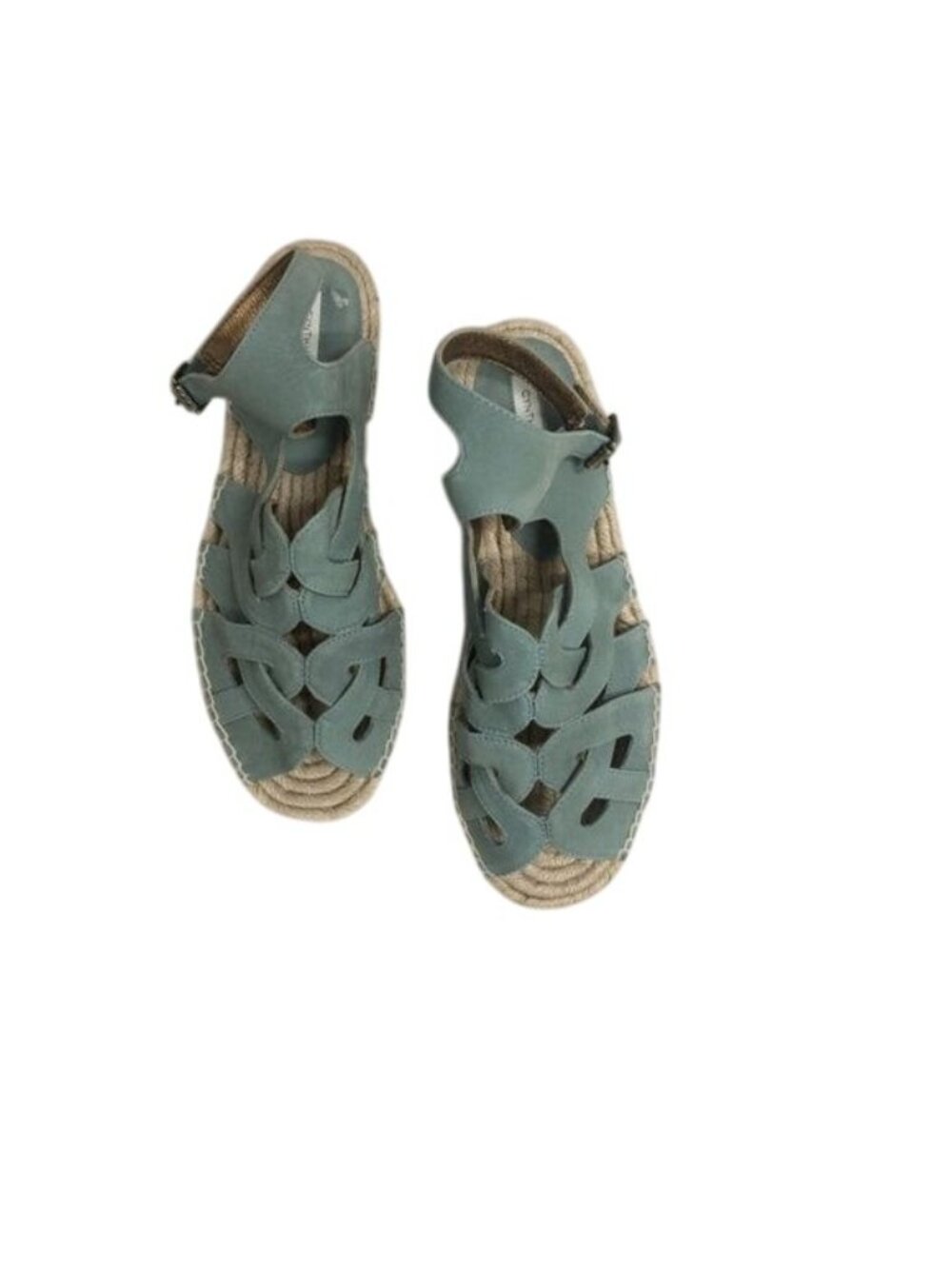 Cynthia Vincent Espadrille Platform Sandals Mint Green Suede - Picture 4 of 6